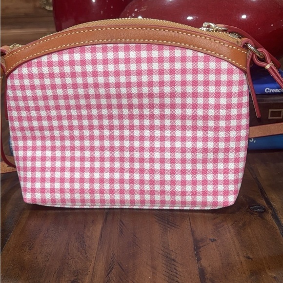Dooney & Bourke Pink and Tan Gingham Crossbody Bag - Picture 3 of 8
